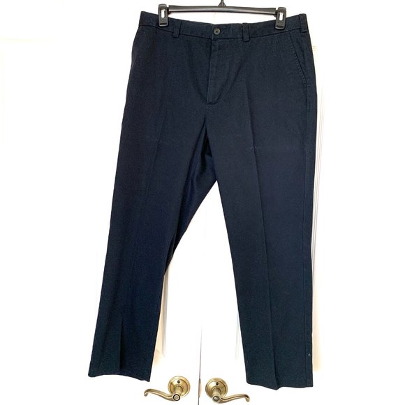 NORDSTROM PANTS NAVY 38X30  SmartCare Wrinkle Free Cotton Straight Fit - Picture 1 of 11